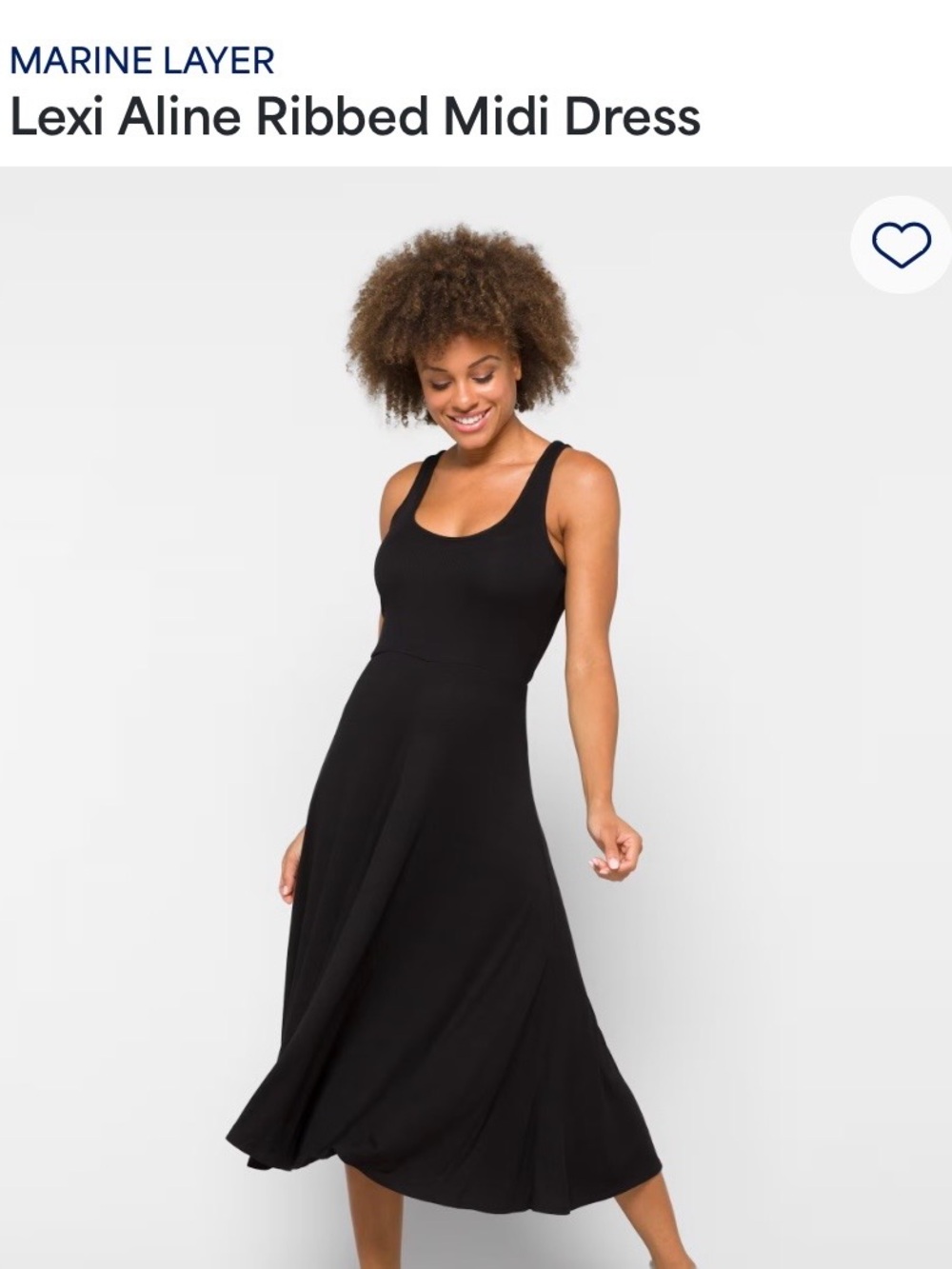 Marine Layer Black Ribbed A-Line Midi Dress